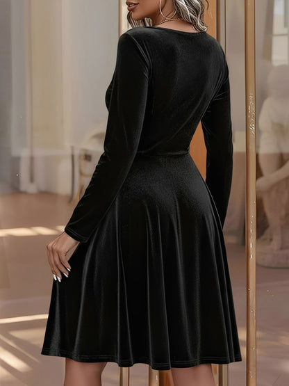 Velvet Long Sleeve Mini Dress