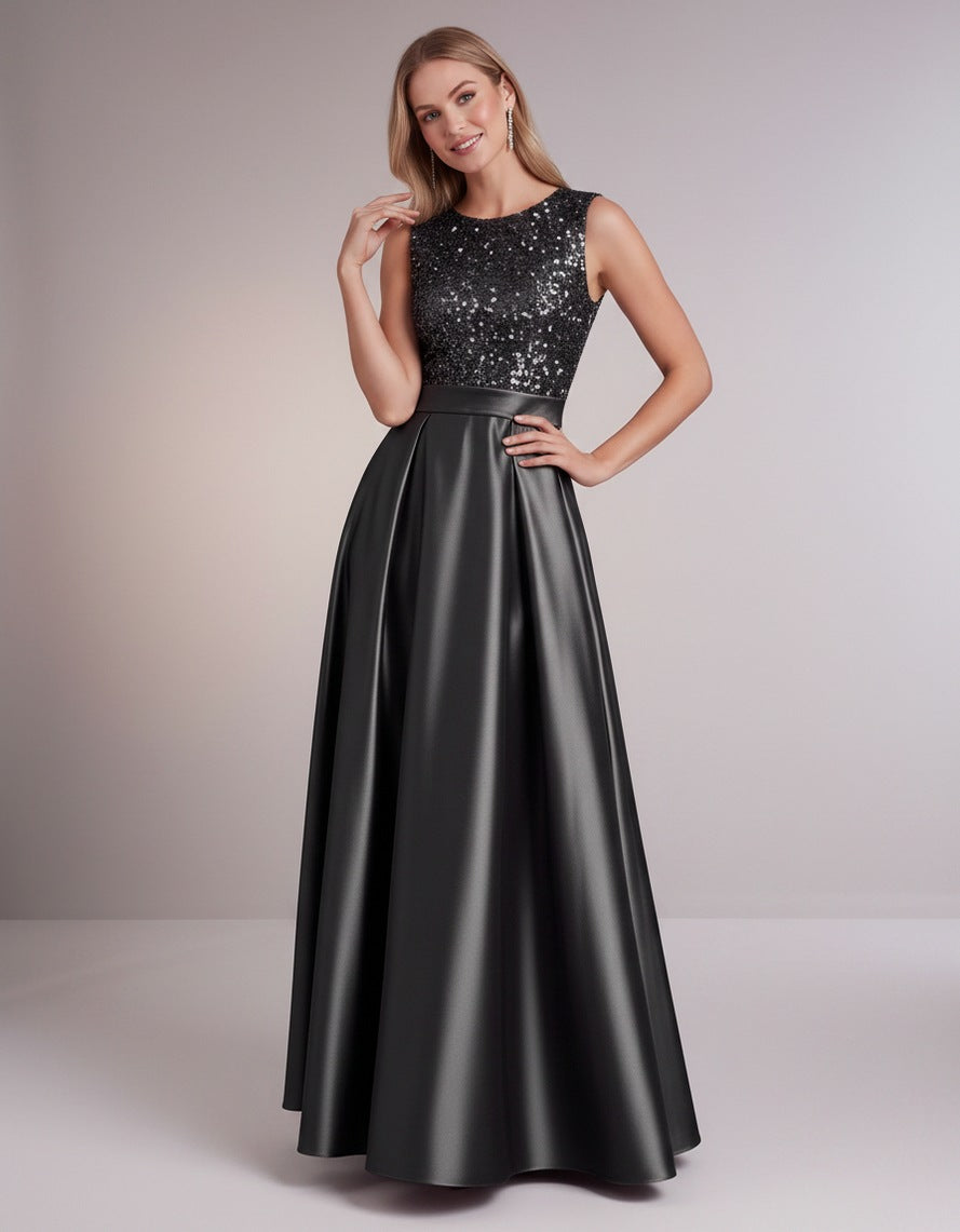 Sequin Pleated Ball Gown