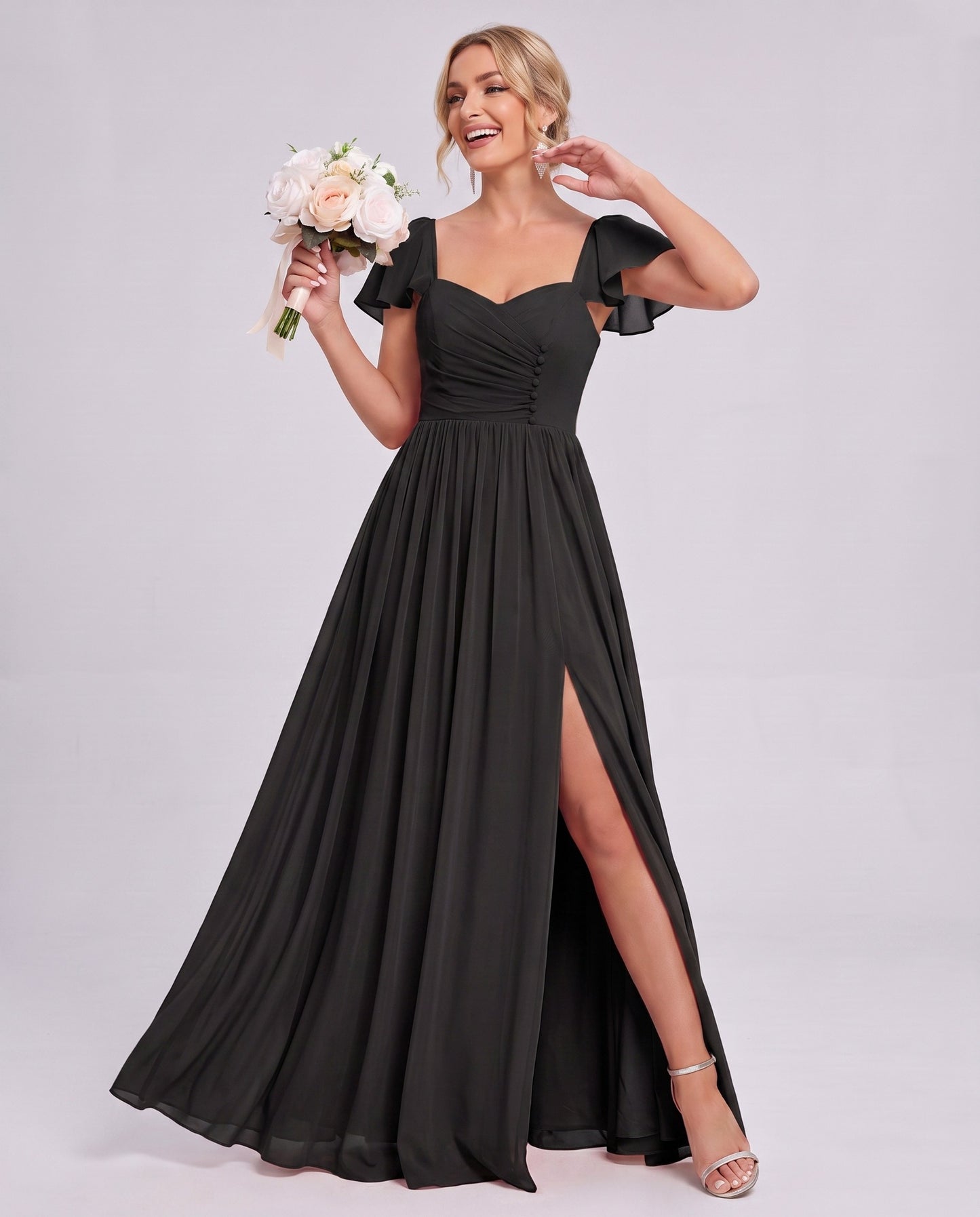 Chiffon Ruched Maxi Dress