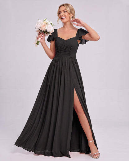 Chiffon Ruched Maxi Dress