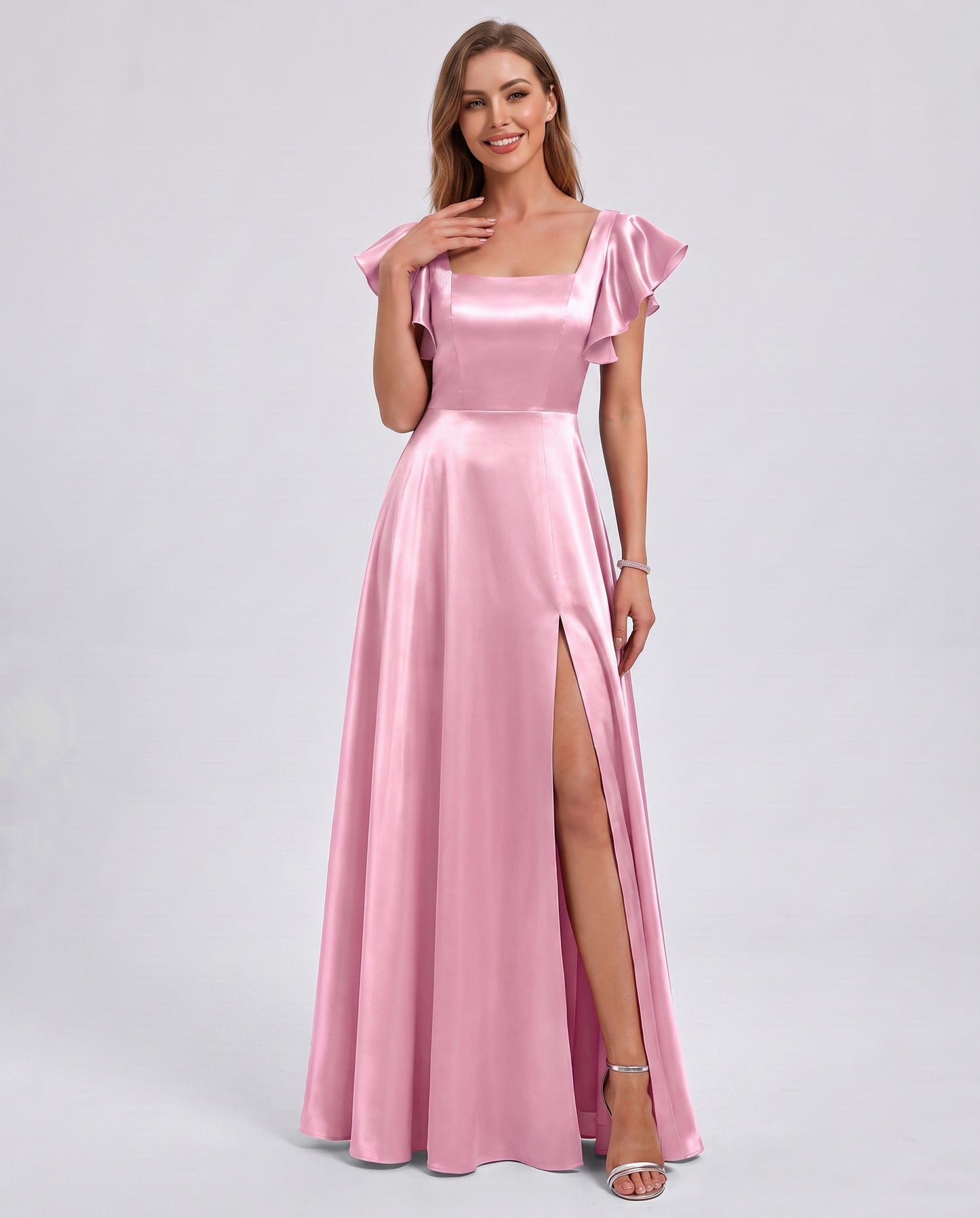 Satin Square Neck Maxi Dress