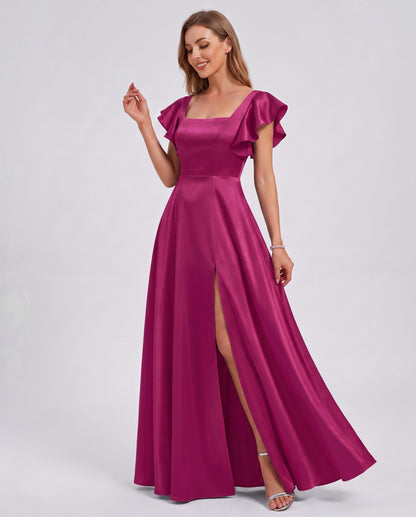 Satin Square Neck Maxi Dress