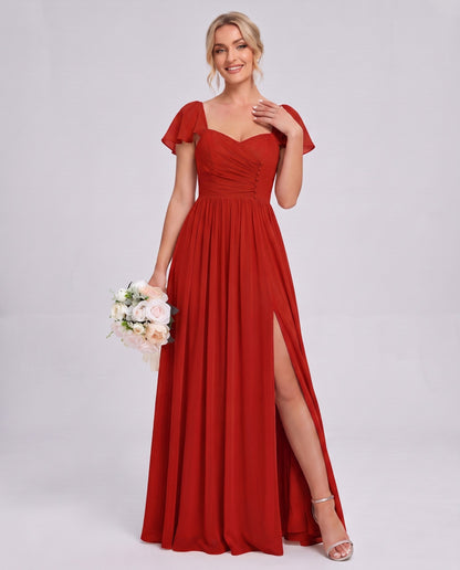 Chiffon Ruched Maxi Dress