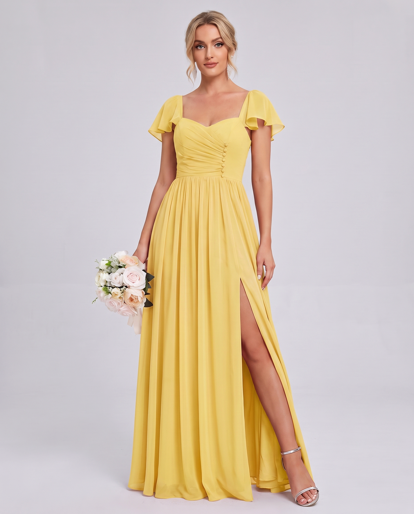 Chiffon Ruched Maxi Dress