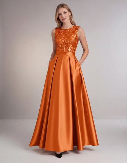 Sequin Pleated Ball Gown