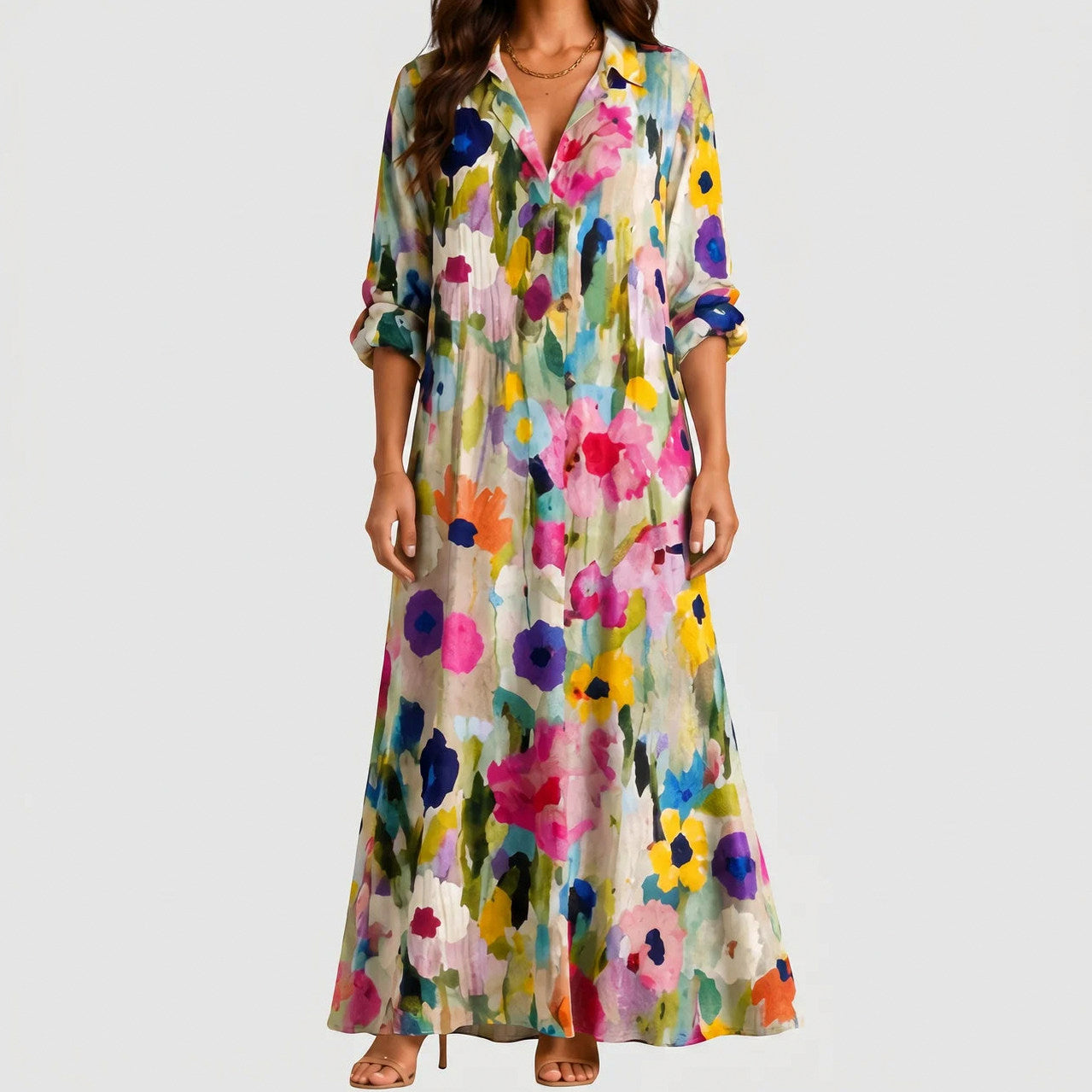 Floral Long Sleeve Maxi Dress