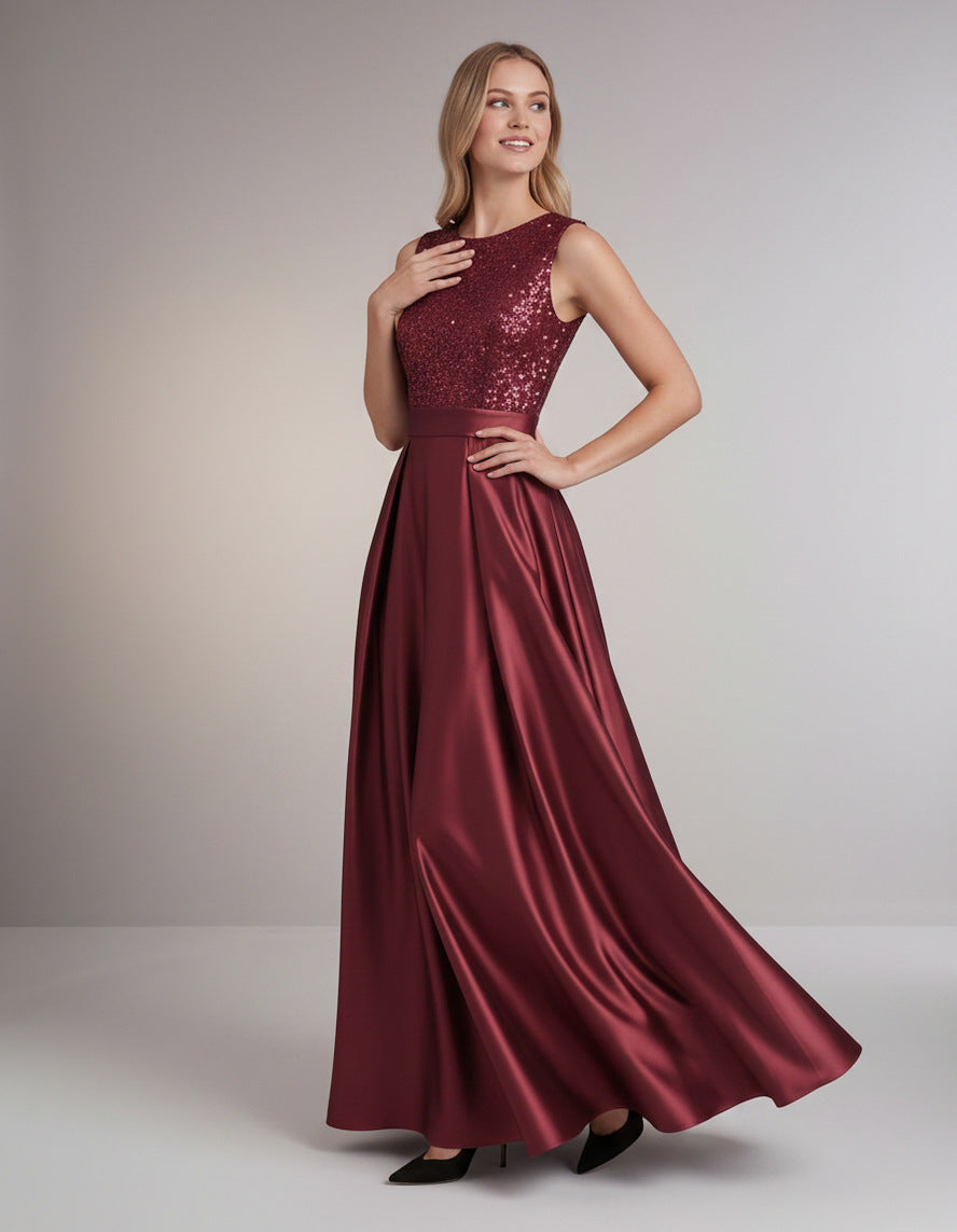Sequin Pleated Ball Gown