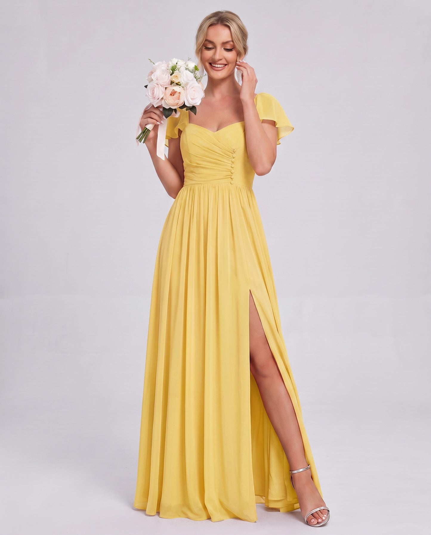 Chiffon Ruched Maxi Dress