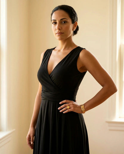 Chiffon Wrap Ruffle Hem Dress