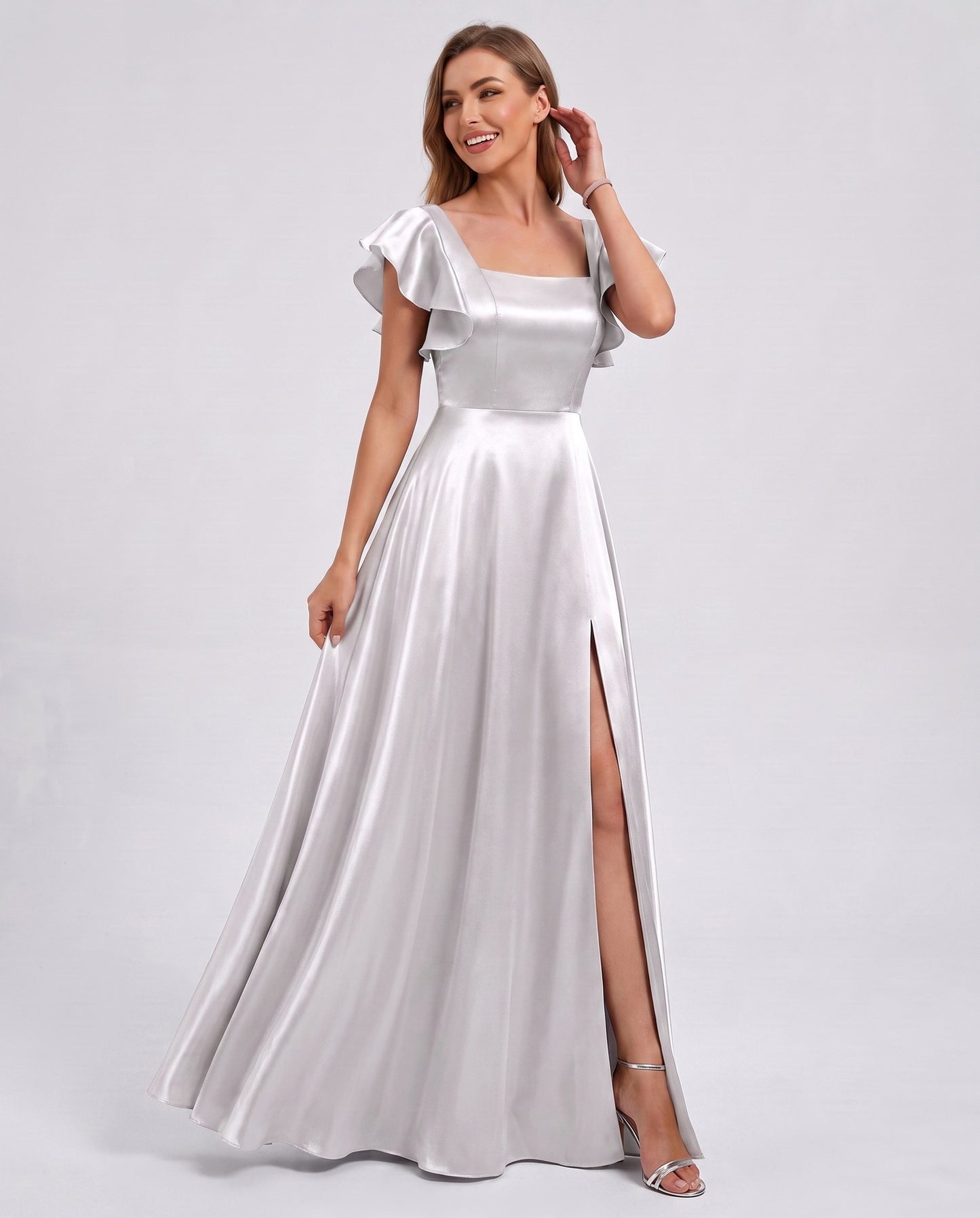 Satin Square Neck Maxi Dress