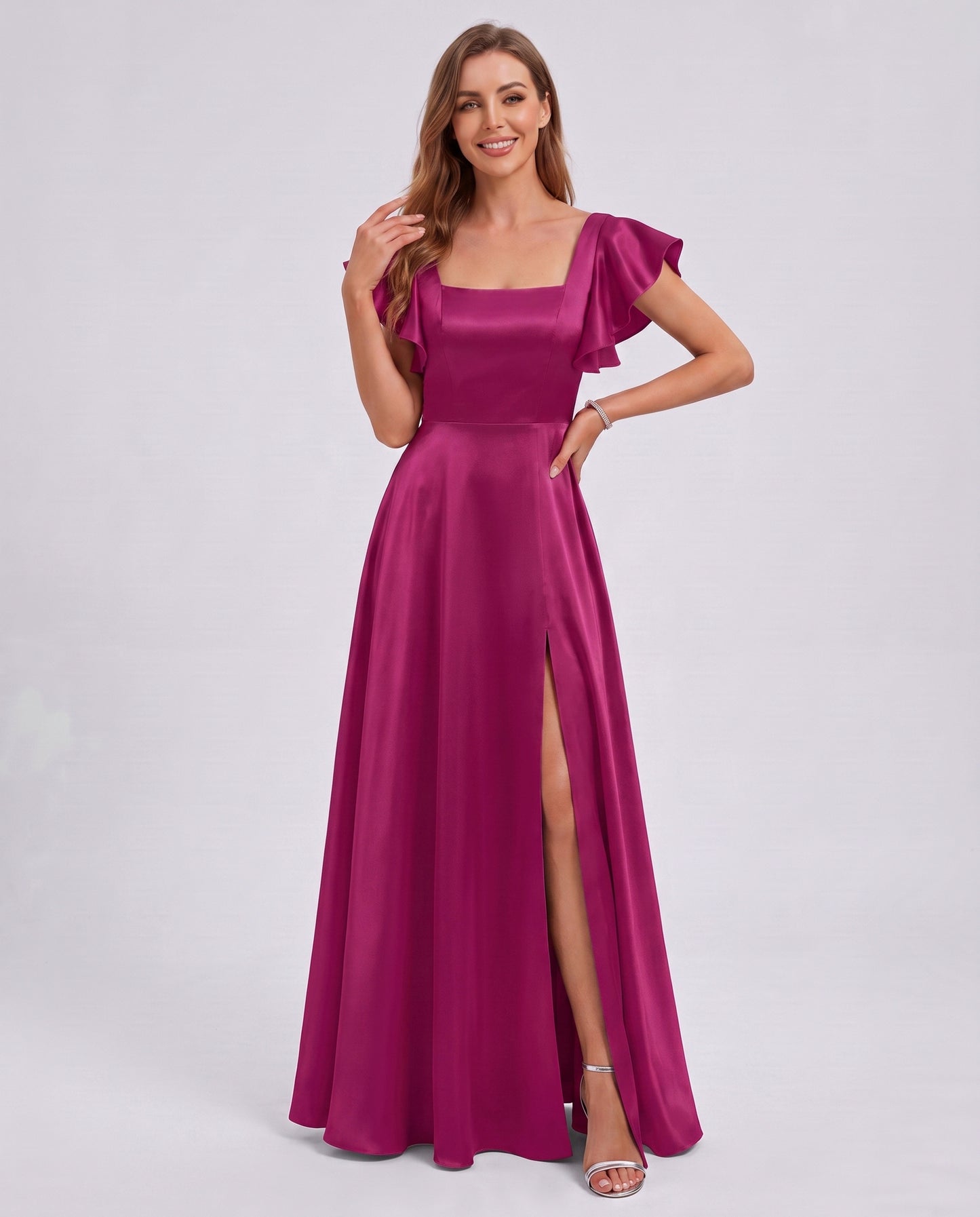 Satin Square Neck Maxi Dress
