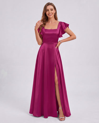Satin Square Neck Maxi Dress