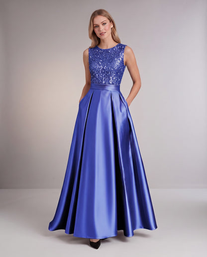 Sequin Pleated Ball Gown