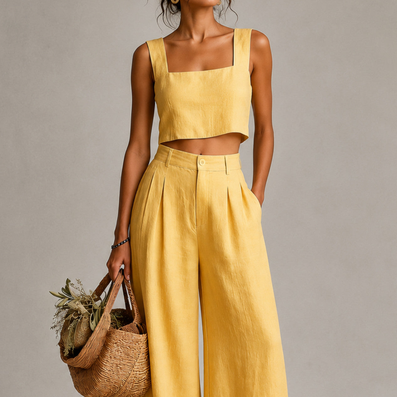 Pleated Wide Leg Pants