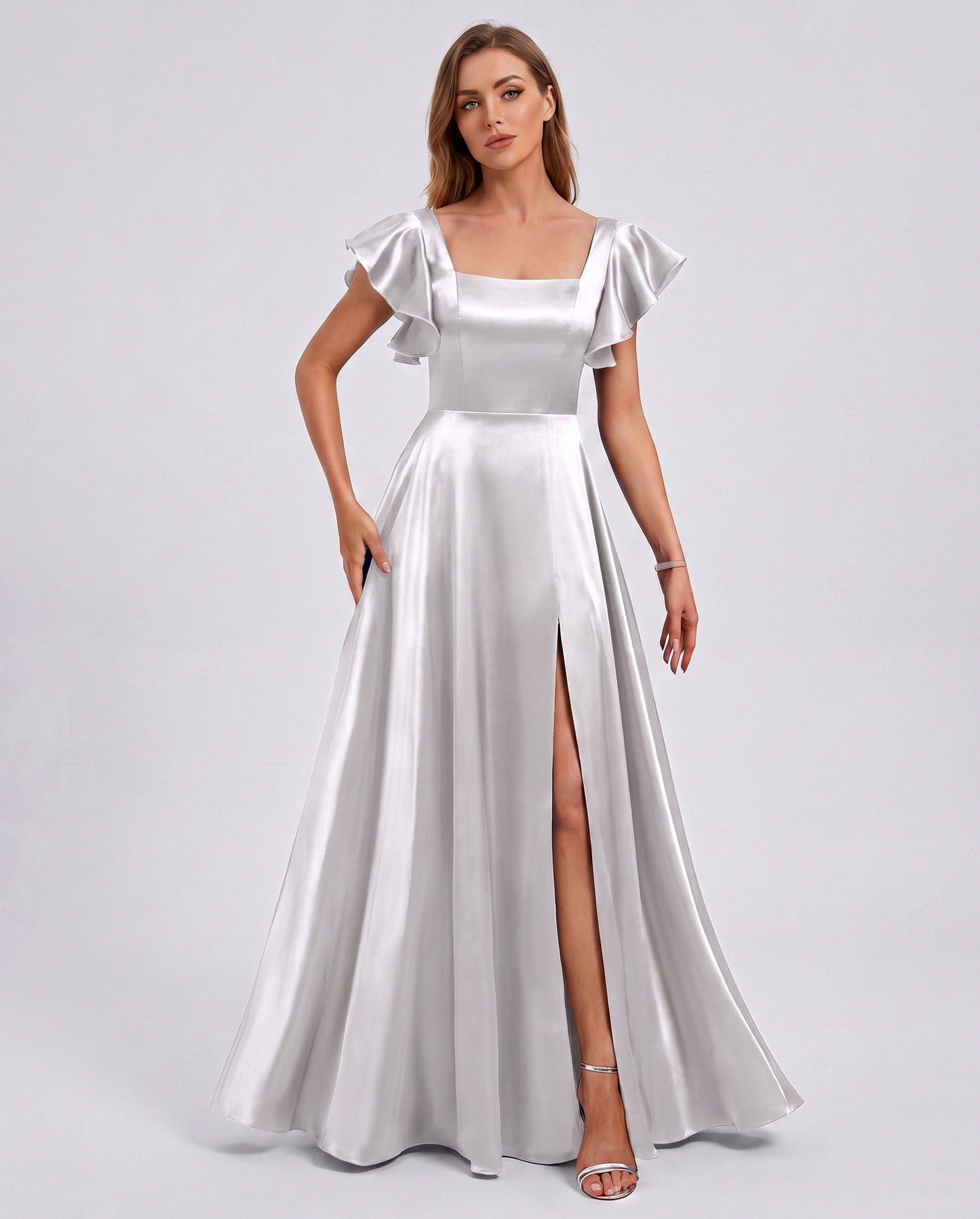 Satin Square Neck Maxi Dress