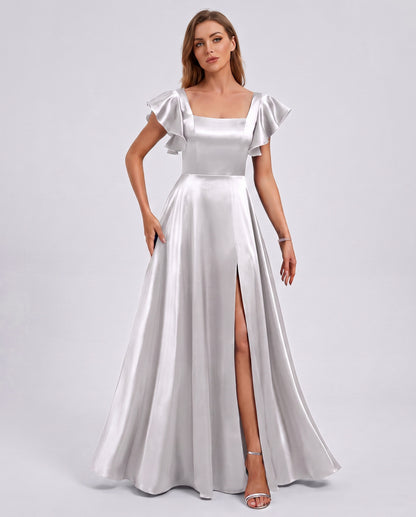 Satin Square Neck Maxi Dress