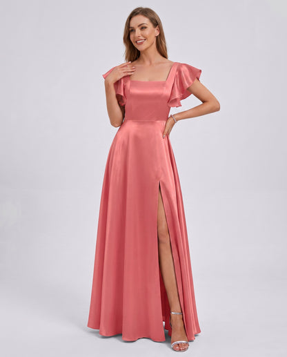 Satin Square Neck Maxi Dress