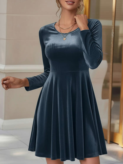 Velvet Long Sleeve Mini Dress