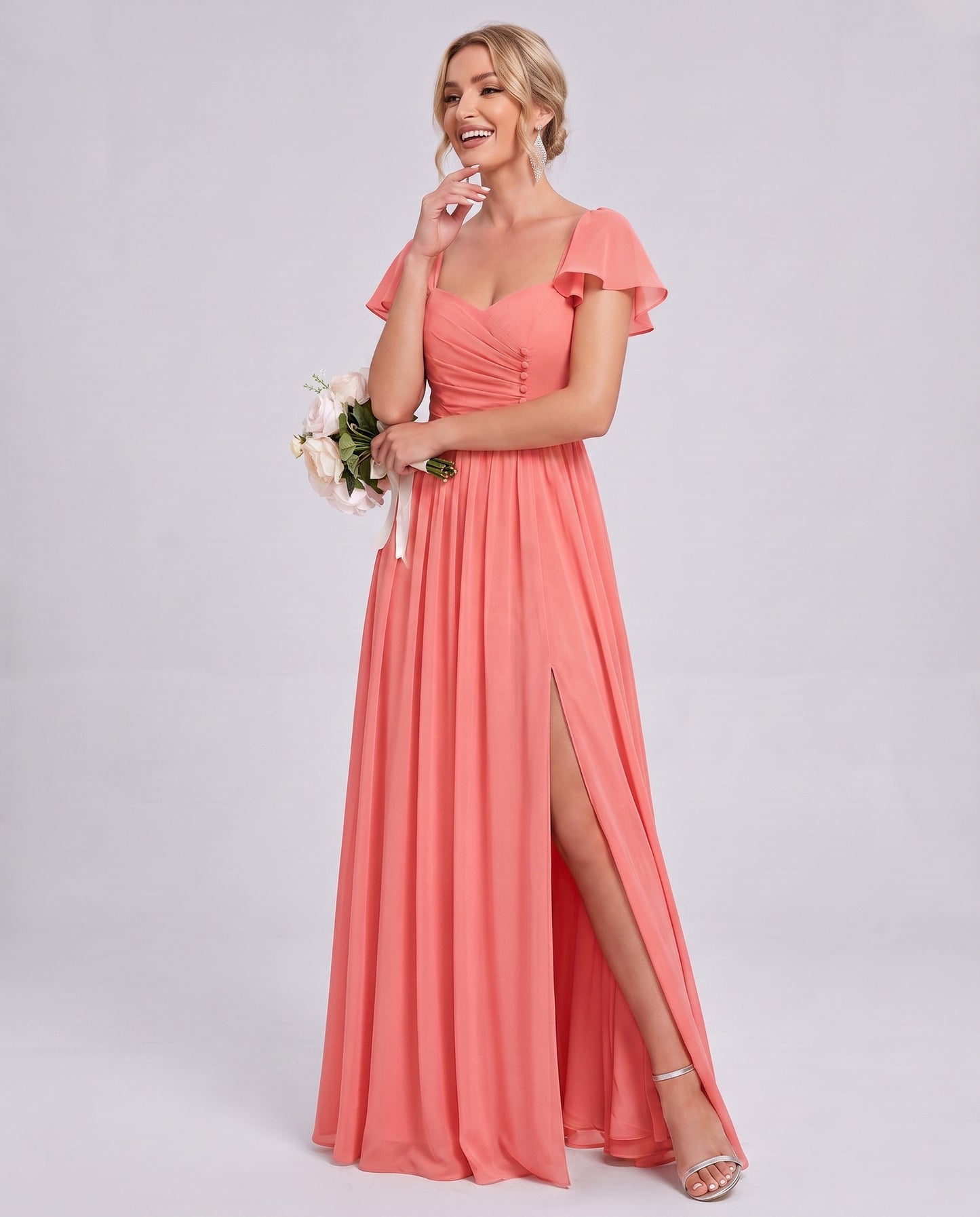 Chiffon Ruched Maxi Dress