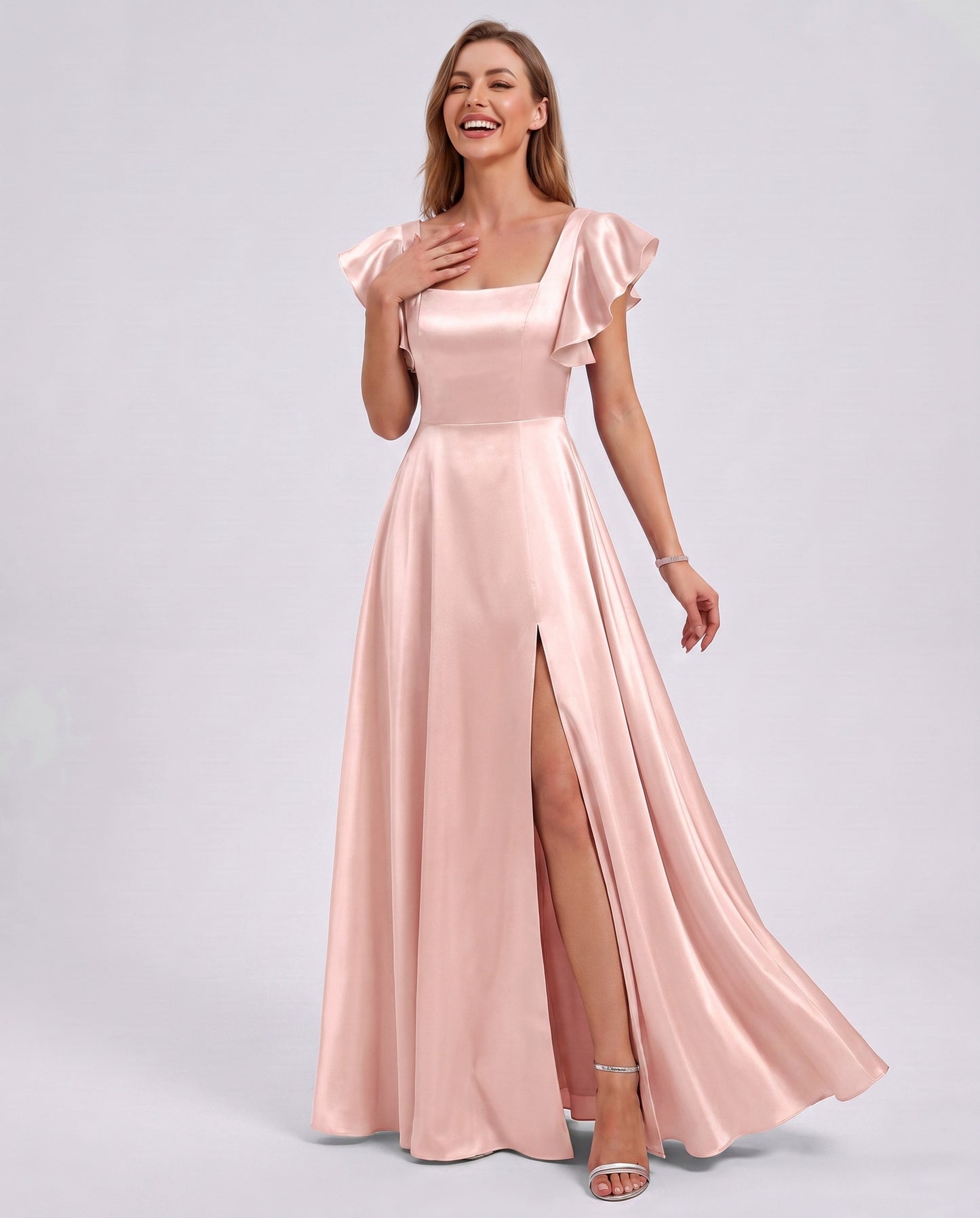 Satin Square Neck Maxi Dress