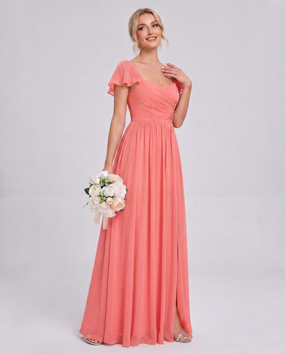 Chiffon Ruched Maxi Dress