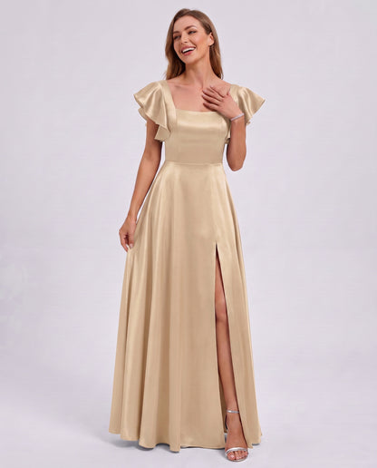 Satin Square Neck Maxi Dress