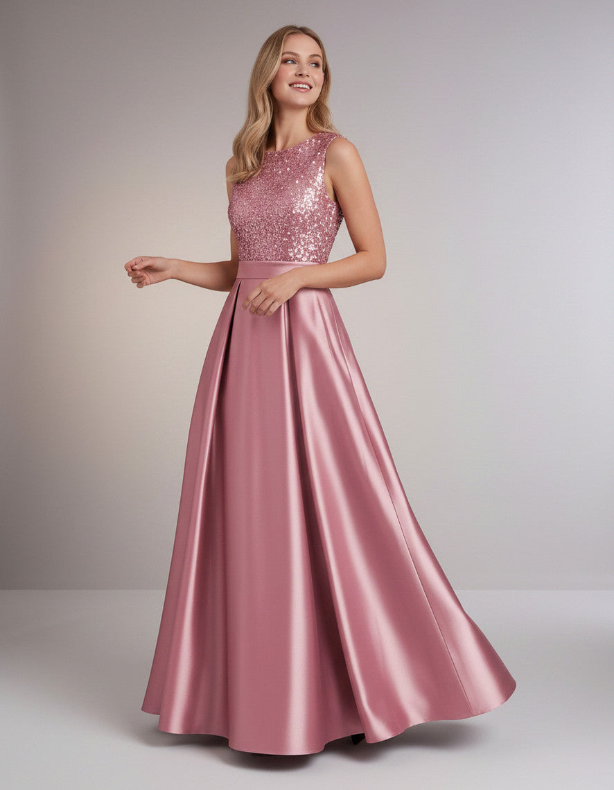 Sequin Pleated Ball Gown
