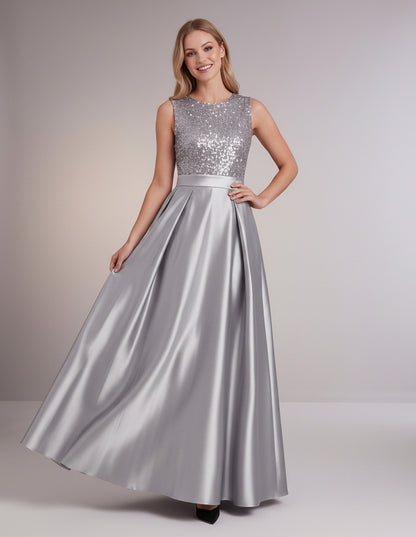Sequin Pleated Ball Gown