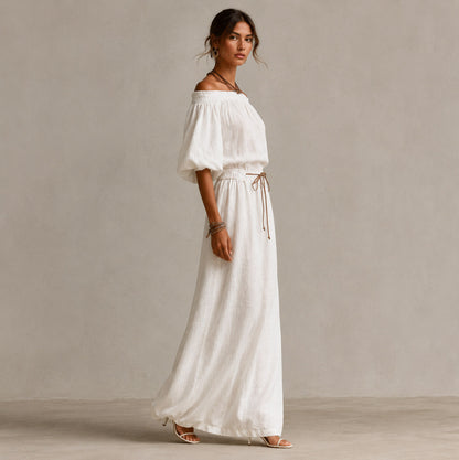 Linen Off Shoulder Maxi Dress