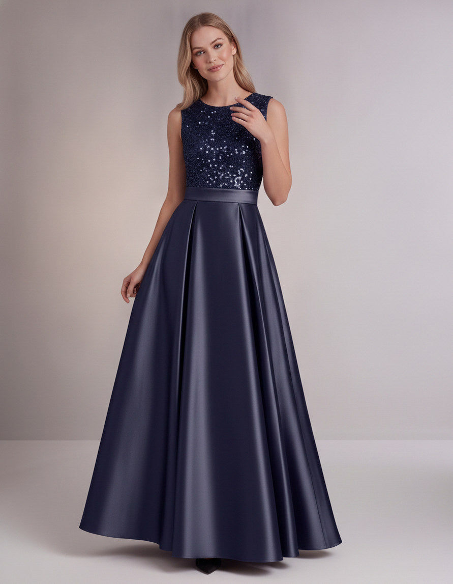 Sequin Pleated Ball Gown