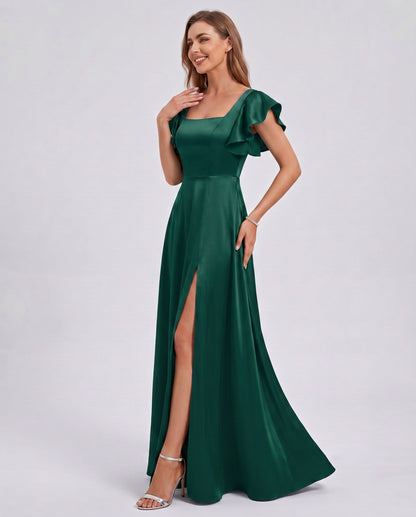 Satin Square Neck Maxi Dress
