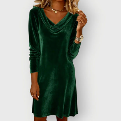 Velvet Cowl Neck Mini Dress