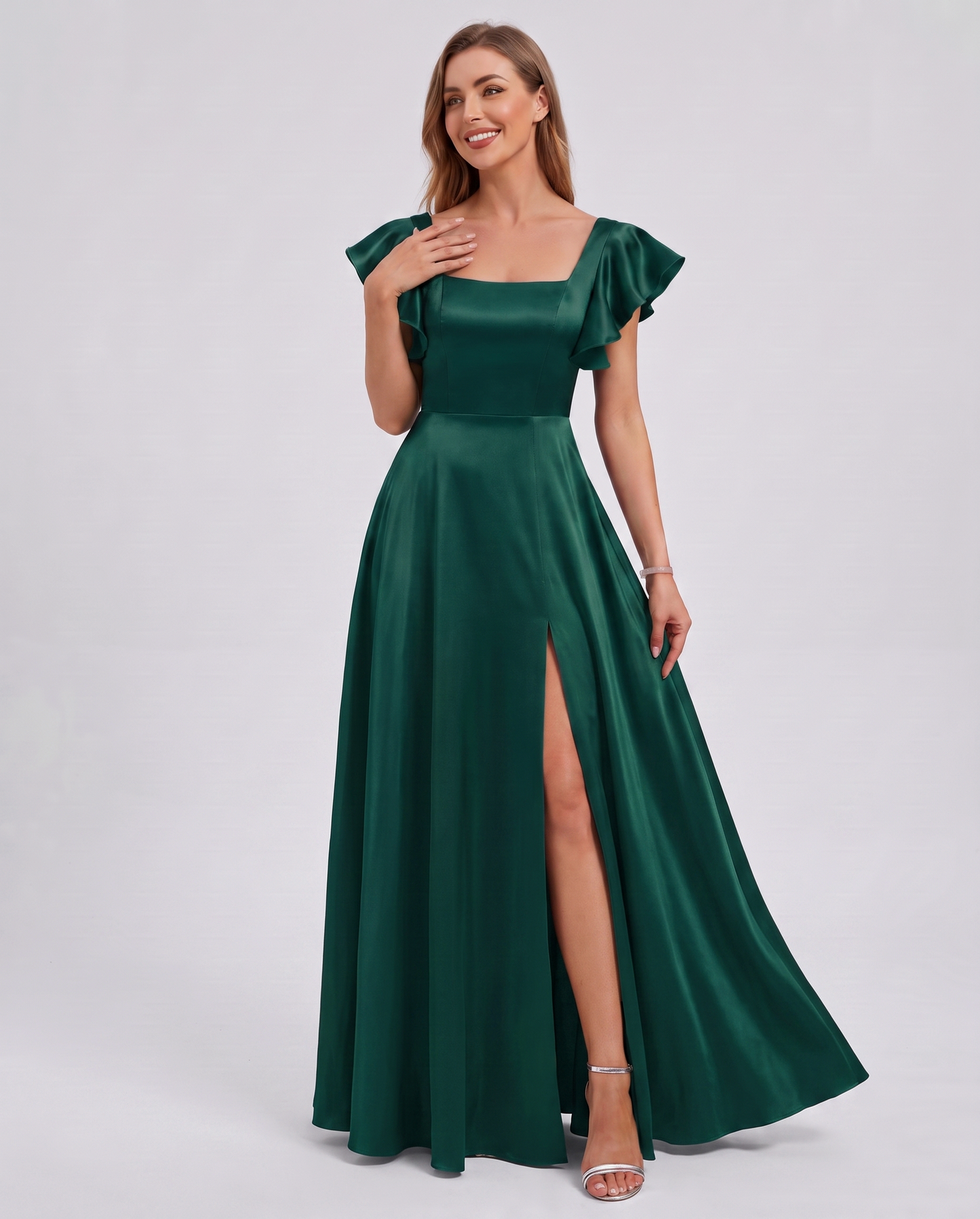 Satin Square Neck Maxi Dress
