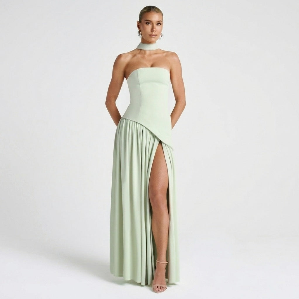 Corset Pleated Maxi Dress