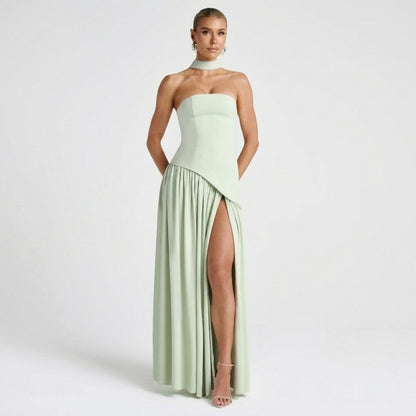 Corset Pleated Maxi Dress