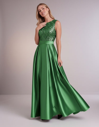 Sequin Pleated Ball Gown