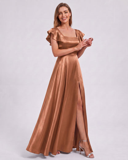 Satin Square Neck Maxi Dress