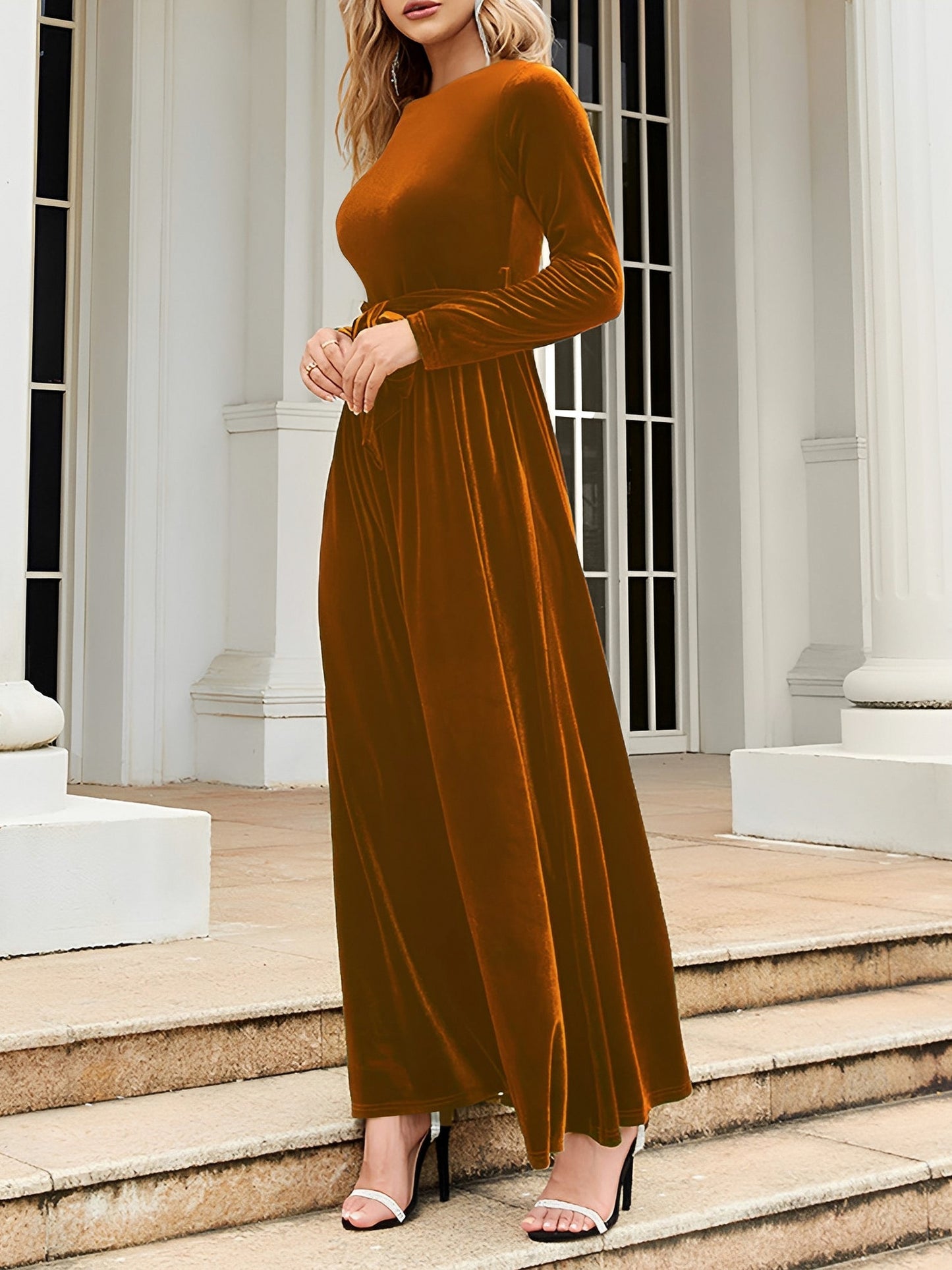 Velvet Long Sleeve Maxi Dress