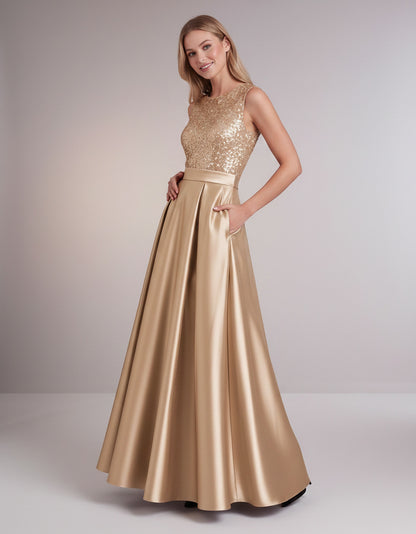 Sequin Pleated Ball Gown
