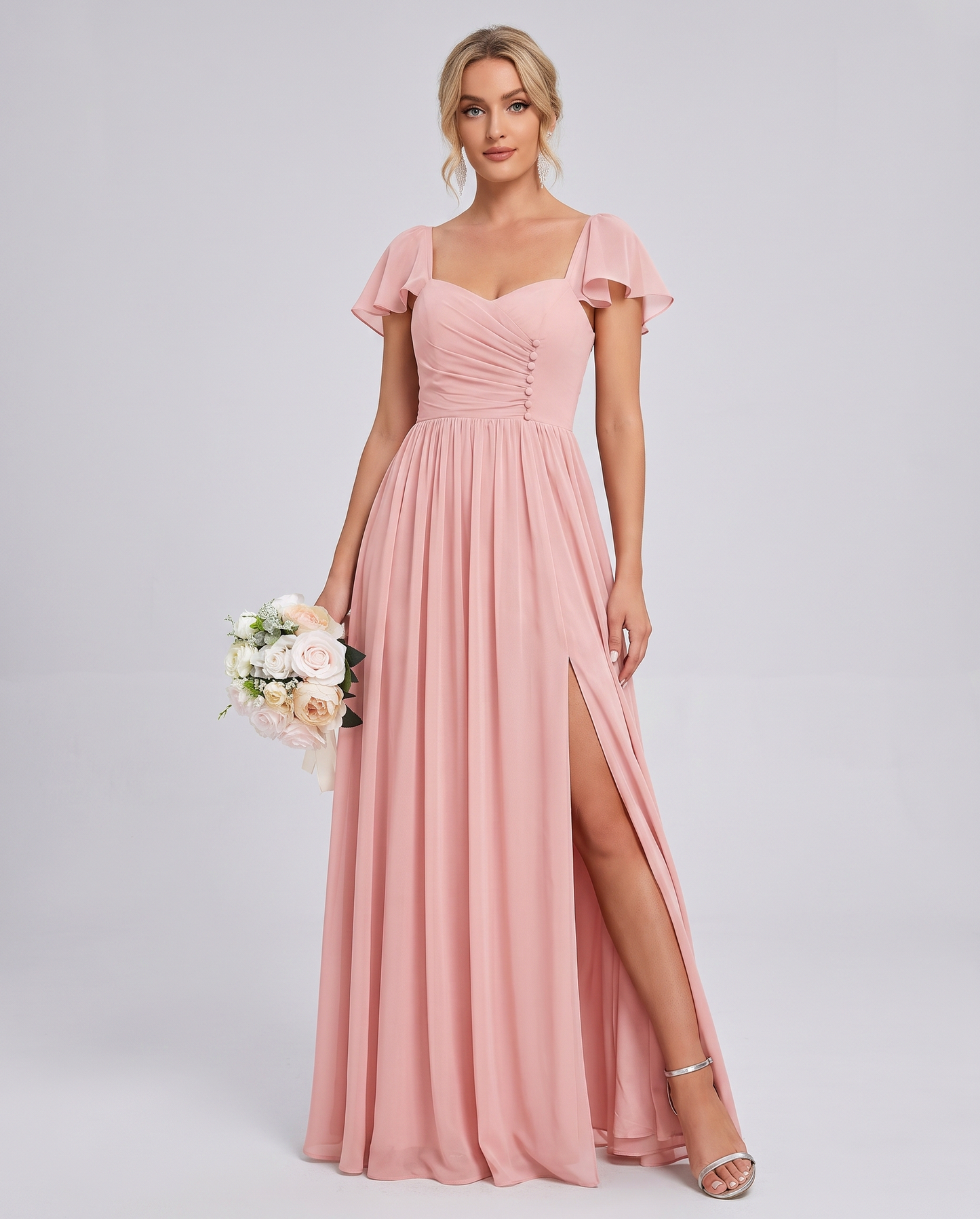 Chiffon Ruched Maxi Dress
