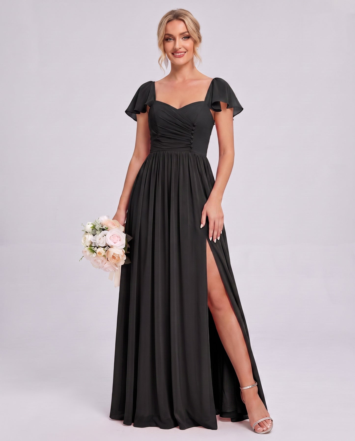 Chiffon Ruched Maxi Dress