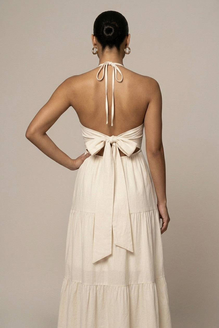 Halter Neck Tiered Maxi Dress