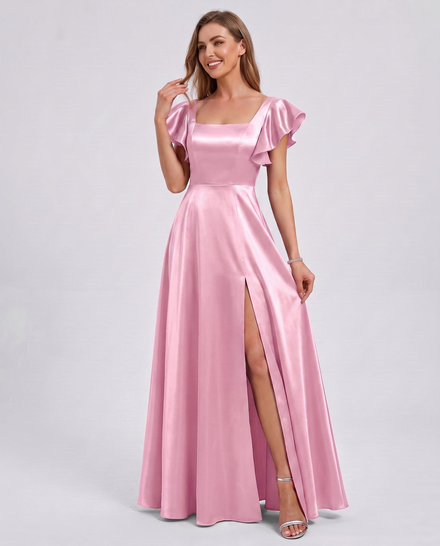 Satin Square Neck Maxi Dress