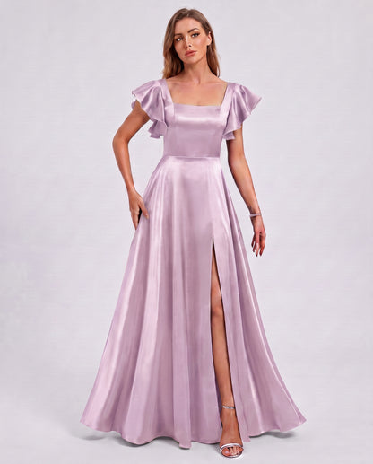 Satin Square Neck Maxi Dress
