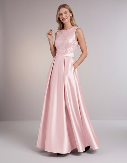 Sequin Pleated Ball Gown