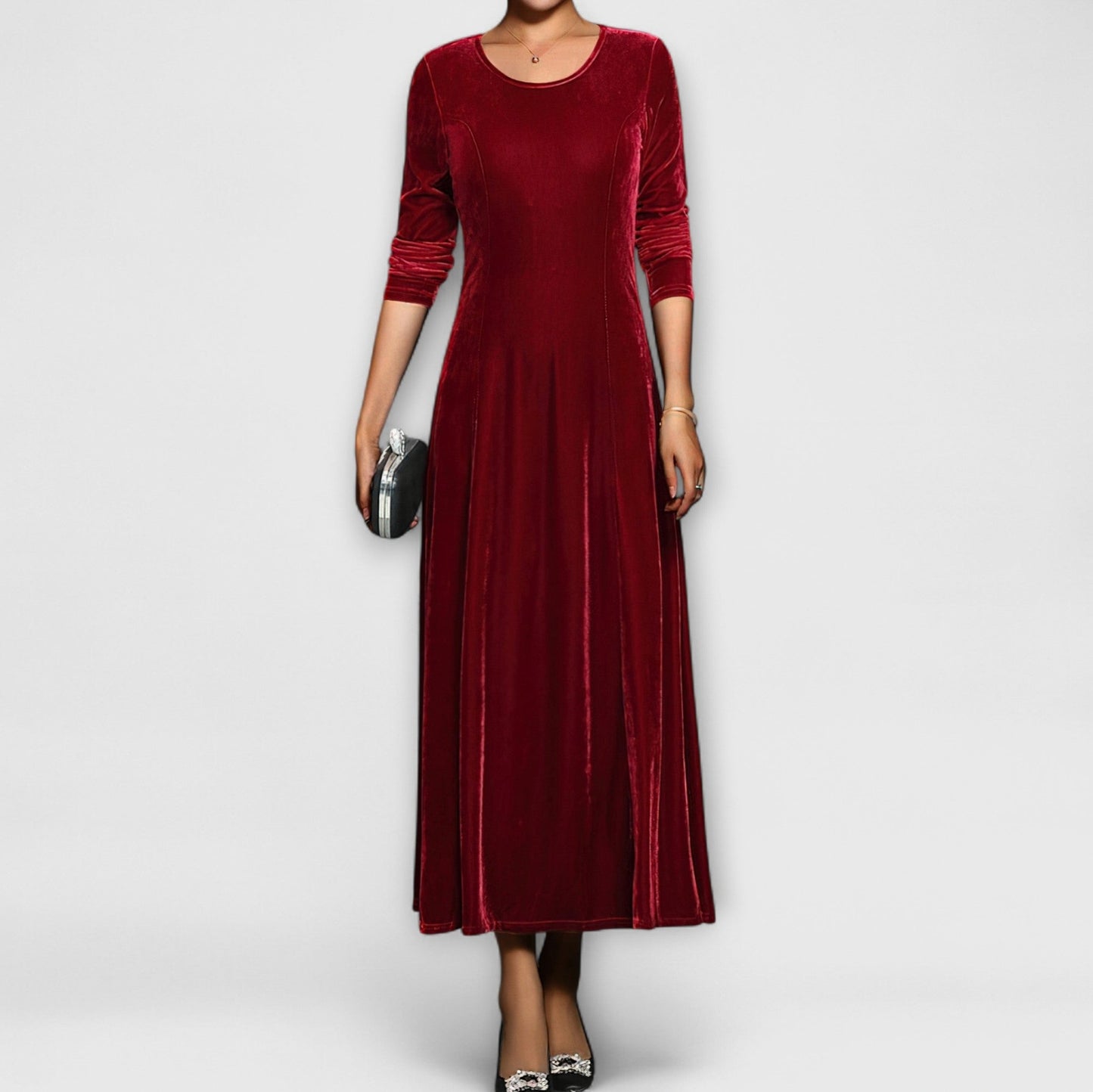 Velvet Long Sleeve Maxi Dress