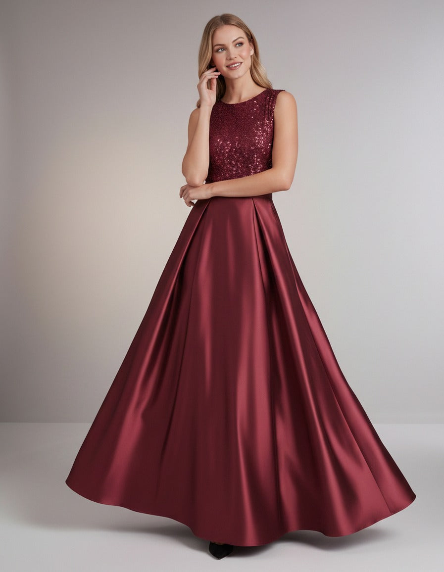 Sequin Pleated Ball Gown