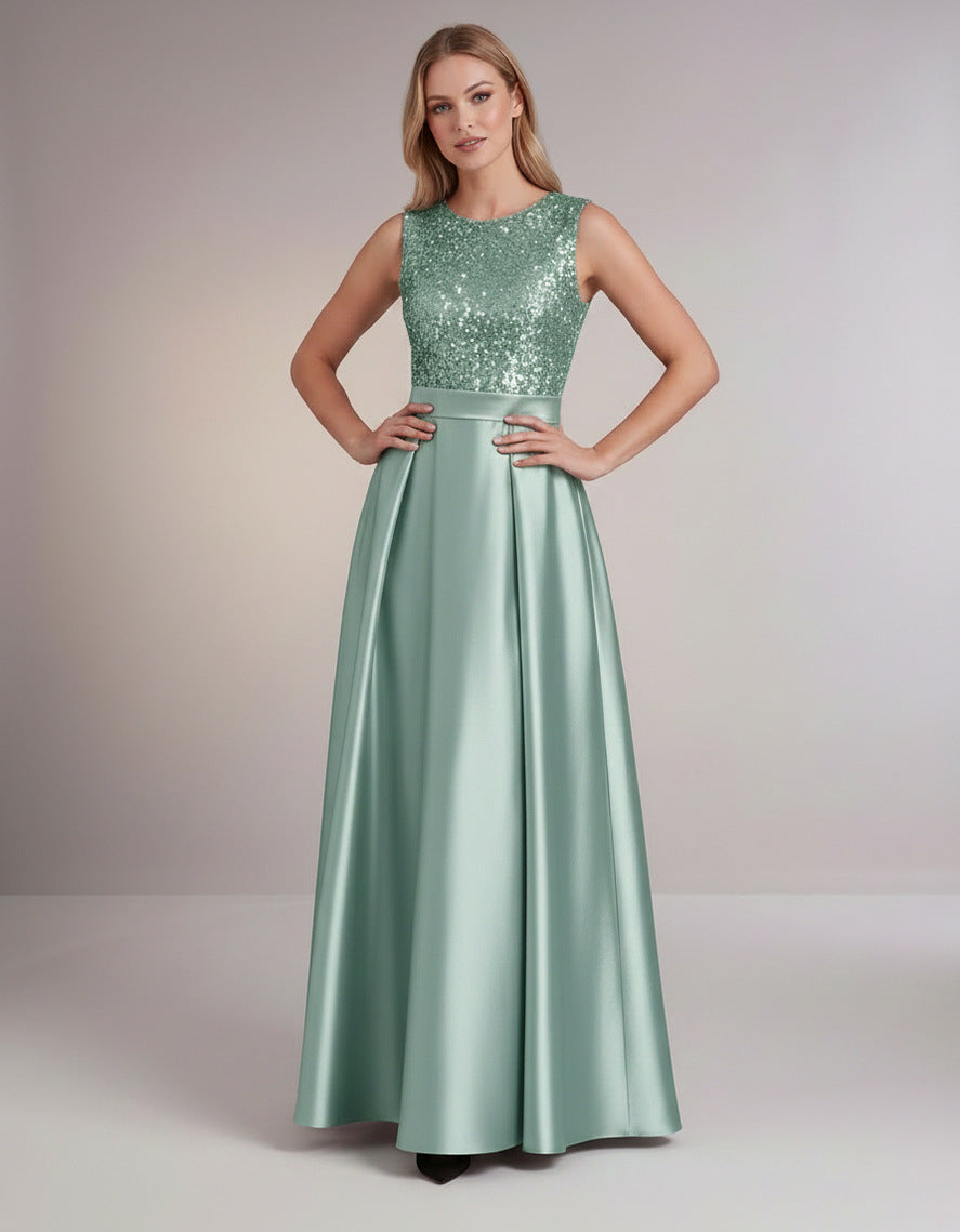 Sequin Pleated Ball Gown