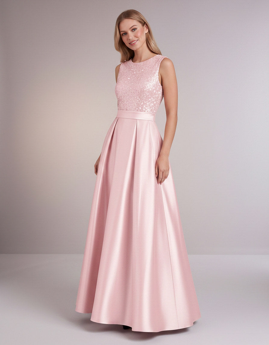 Sequin Pleated Ball Gown