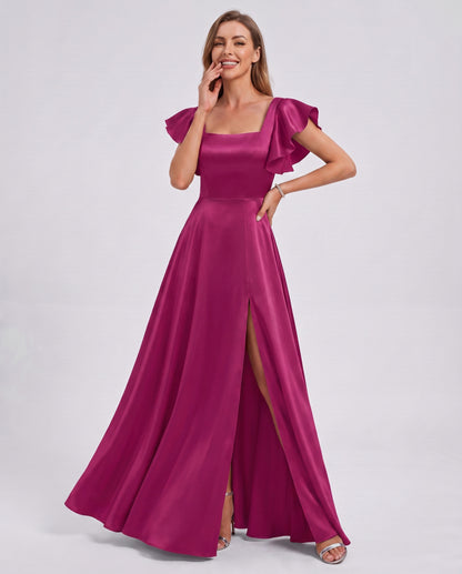 Satin Square Neck Maxi Dress